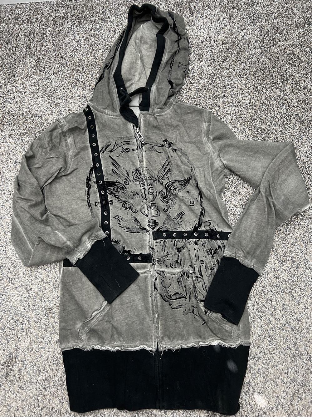 Harley-Davidson Distressed Gray/Black Hoodie